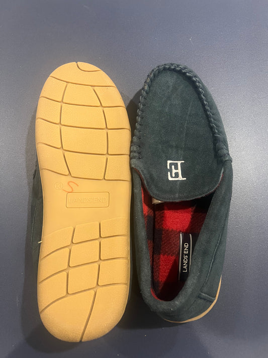 Lands' End Men's Flannel Lined Suede Slip-On Moccasin Loafers - Size 13