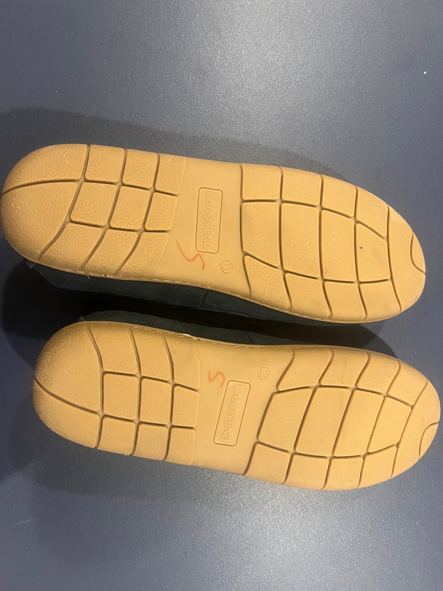Lands' End Men's Flannel Lined Suede Slip-On Moccasin Loafers - Size 13