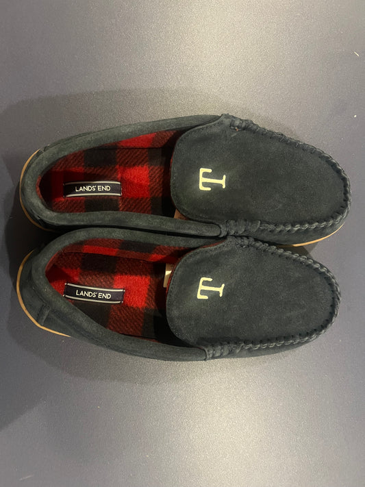 Lands' End Men's Flannel Lined Suede Slip-On Moccasin Loafers - Size 13