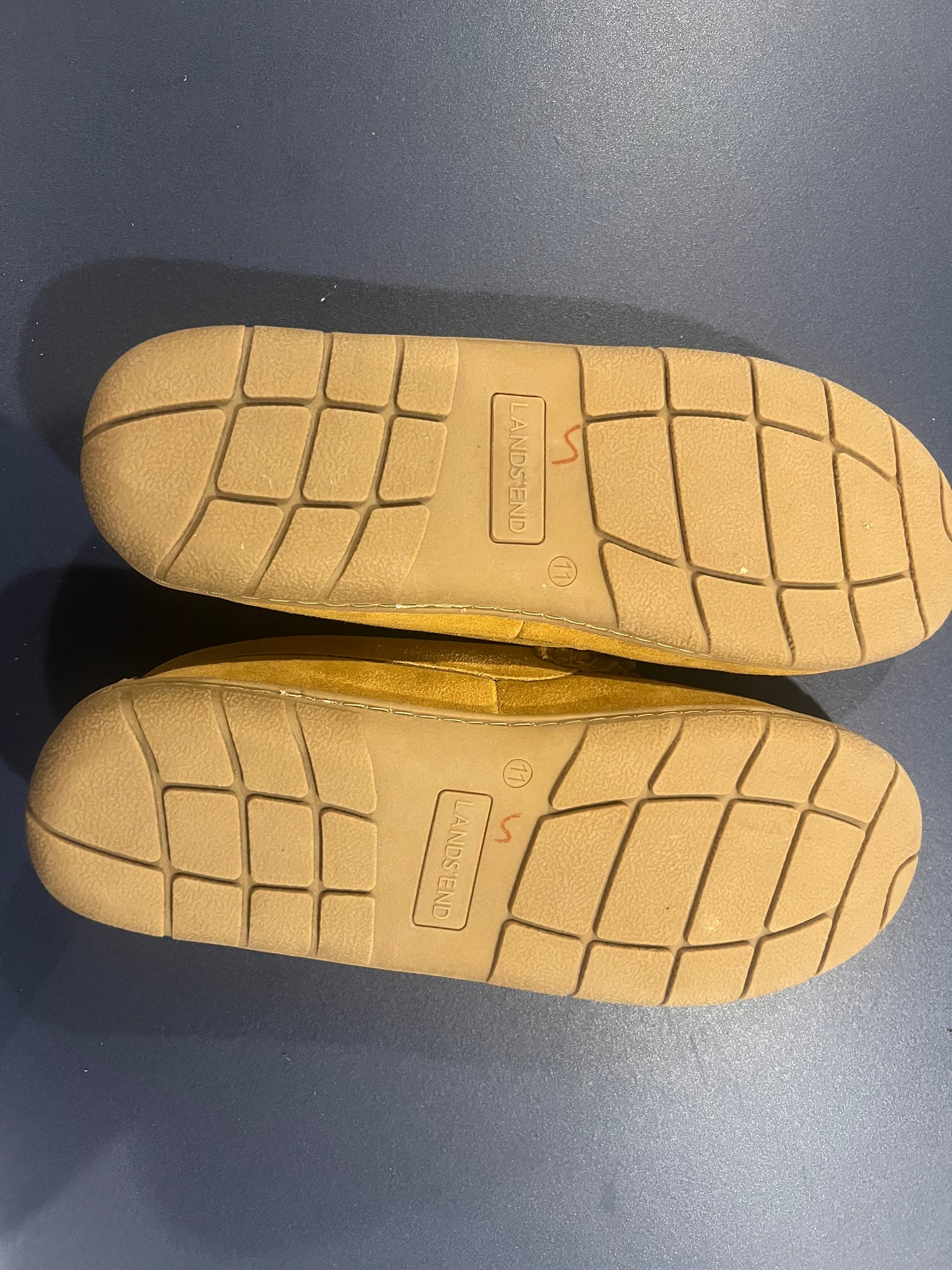 Lands' End Men's Fuzzy Lined Suede Moccasin Slippers - Size 11