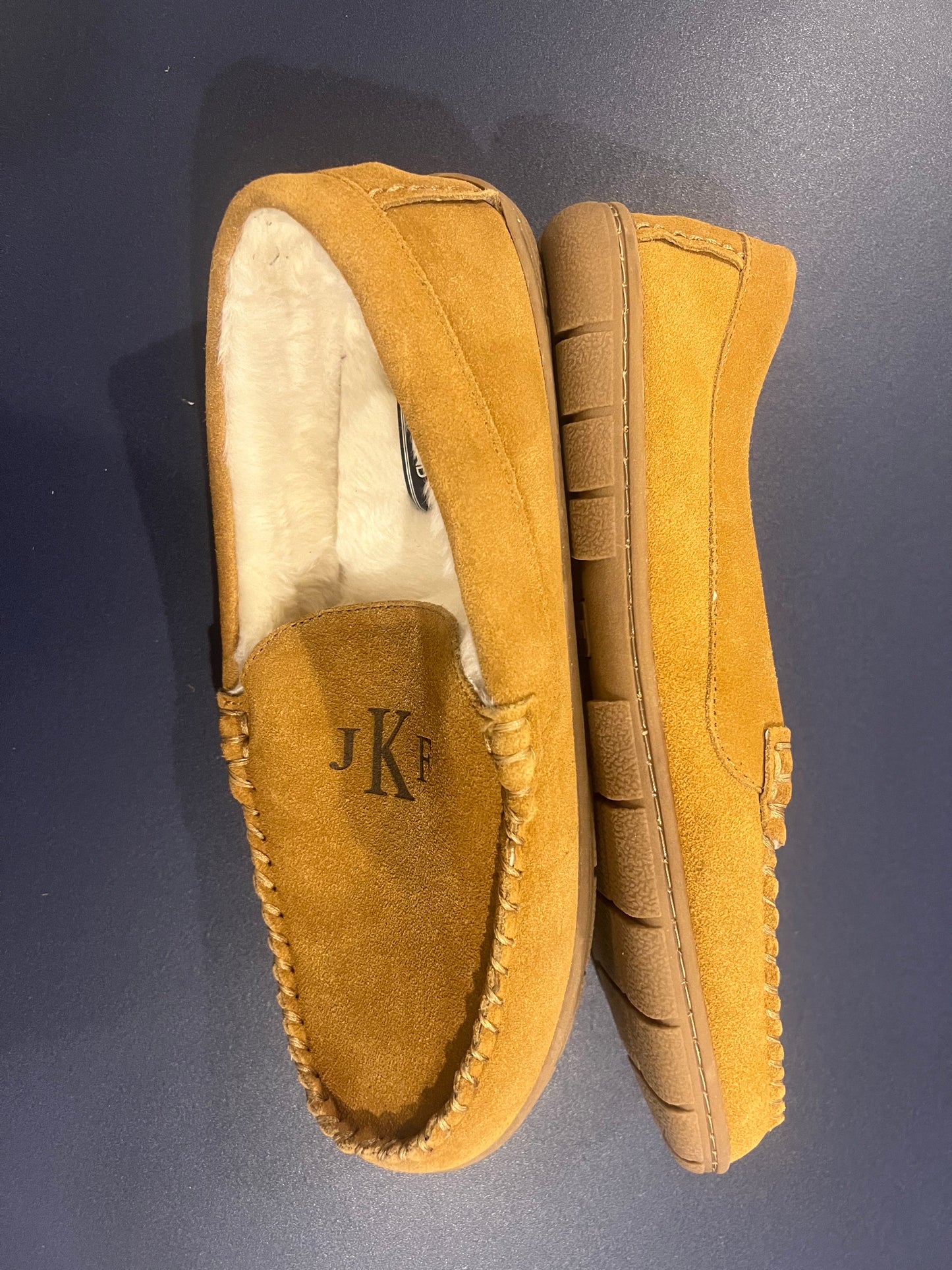 Lands' End Men's Fuzzy Lined Suede Moccasin Slippers - Size 11
