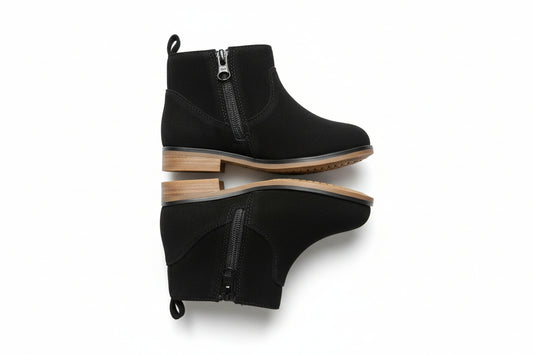 Toddler Girl’s Black Onyx Zipper Slip-On Faux Bootie Shoes - 5