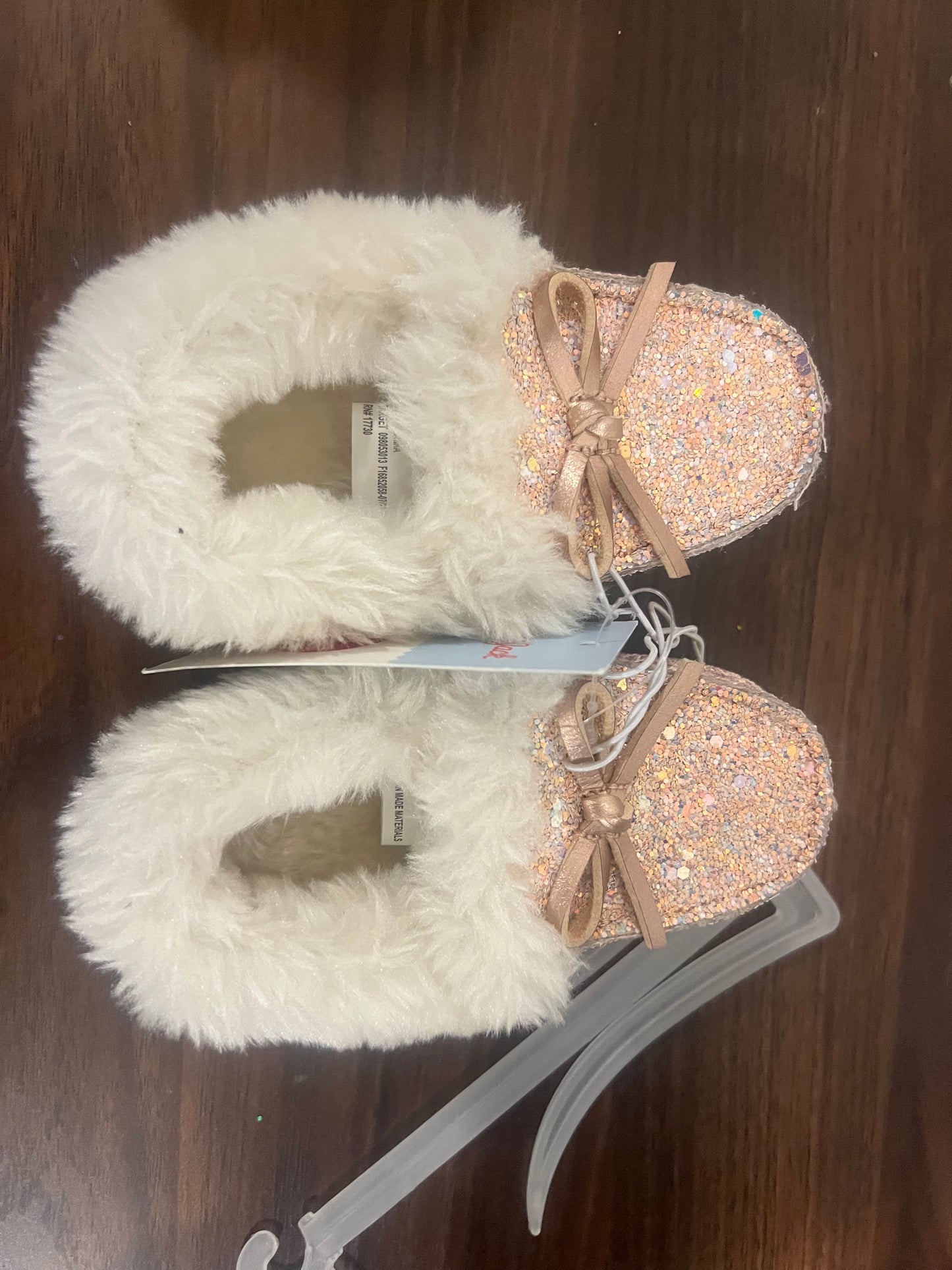 Cat & Jack Toddler Girls' Pink/Medora Glitter Moccasin Slippers - 5