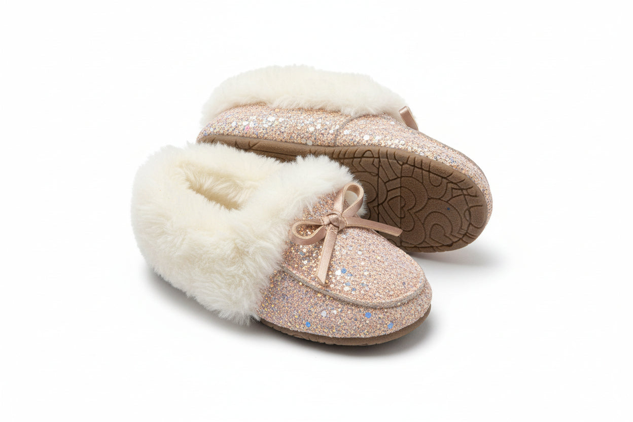 Cat & Jack Toddler Girls' Pink/Medora Glitter Moccasin Slippers - 5