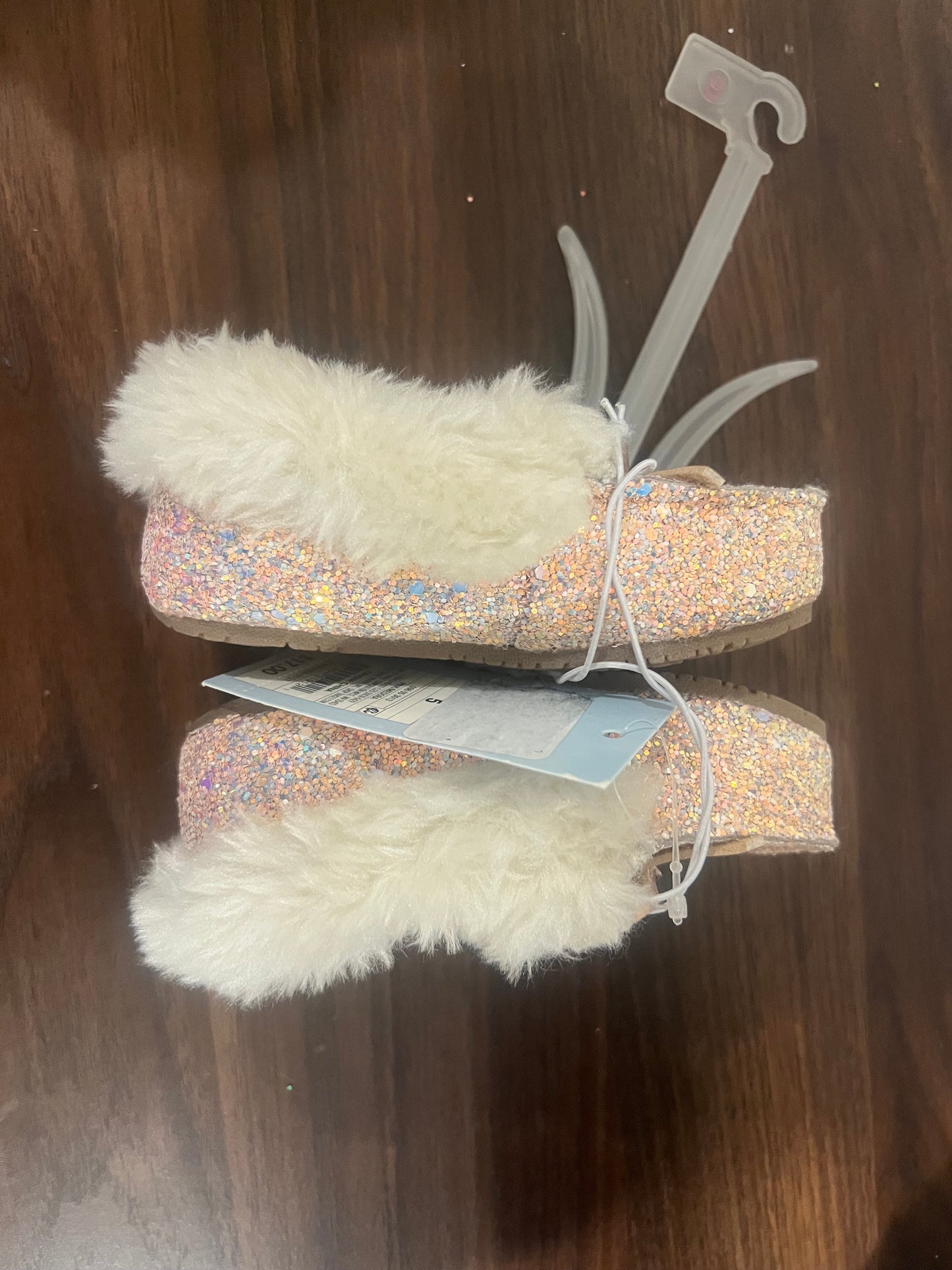 Cat & Jack Toddler Girls' Pink/Medora Glitter Moccasin Slippers - 5