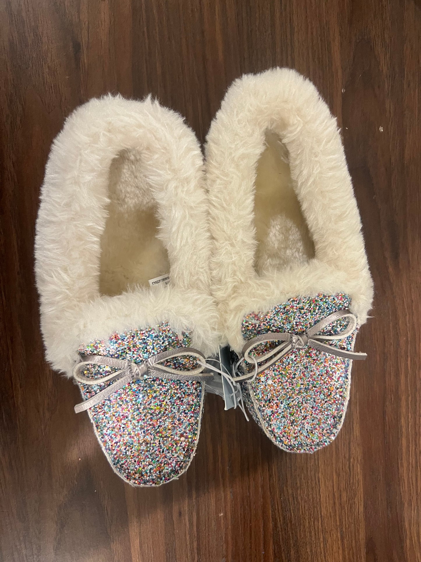 Cat and Jack Girls' Moccasins Slippers Slip- On Paige Glitter Multicolor