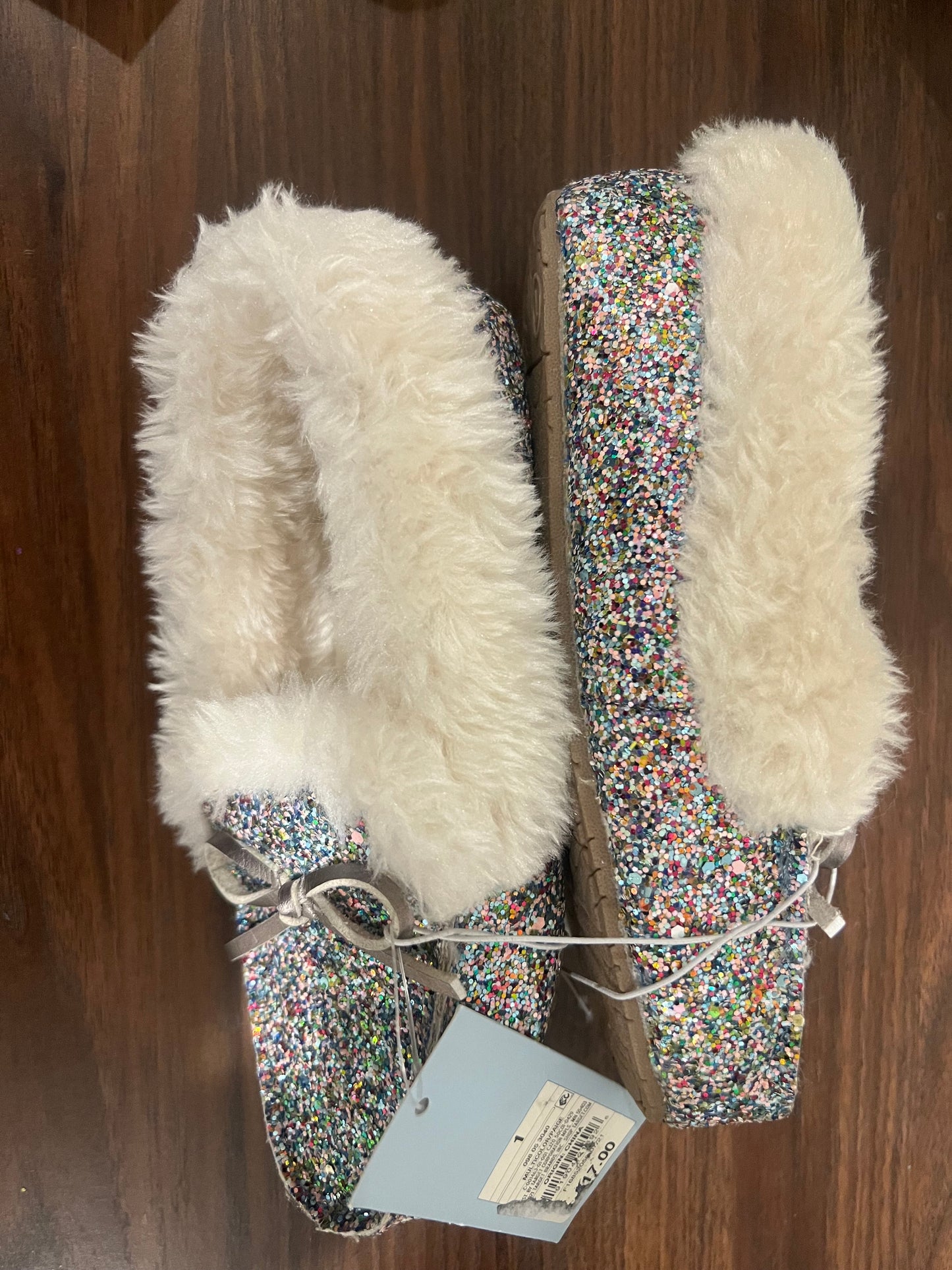 Cat and Jack Girls' Moccasins Slippers Slip- On Paige Glitter Multicolor