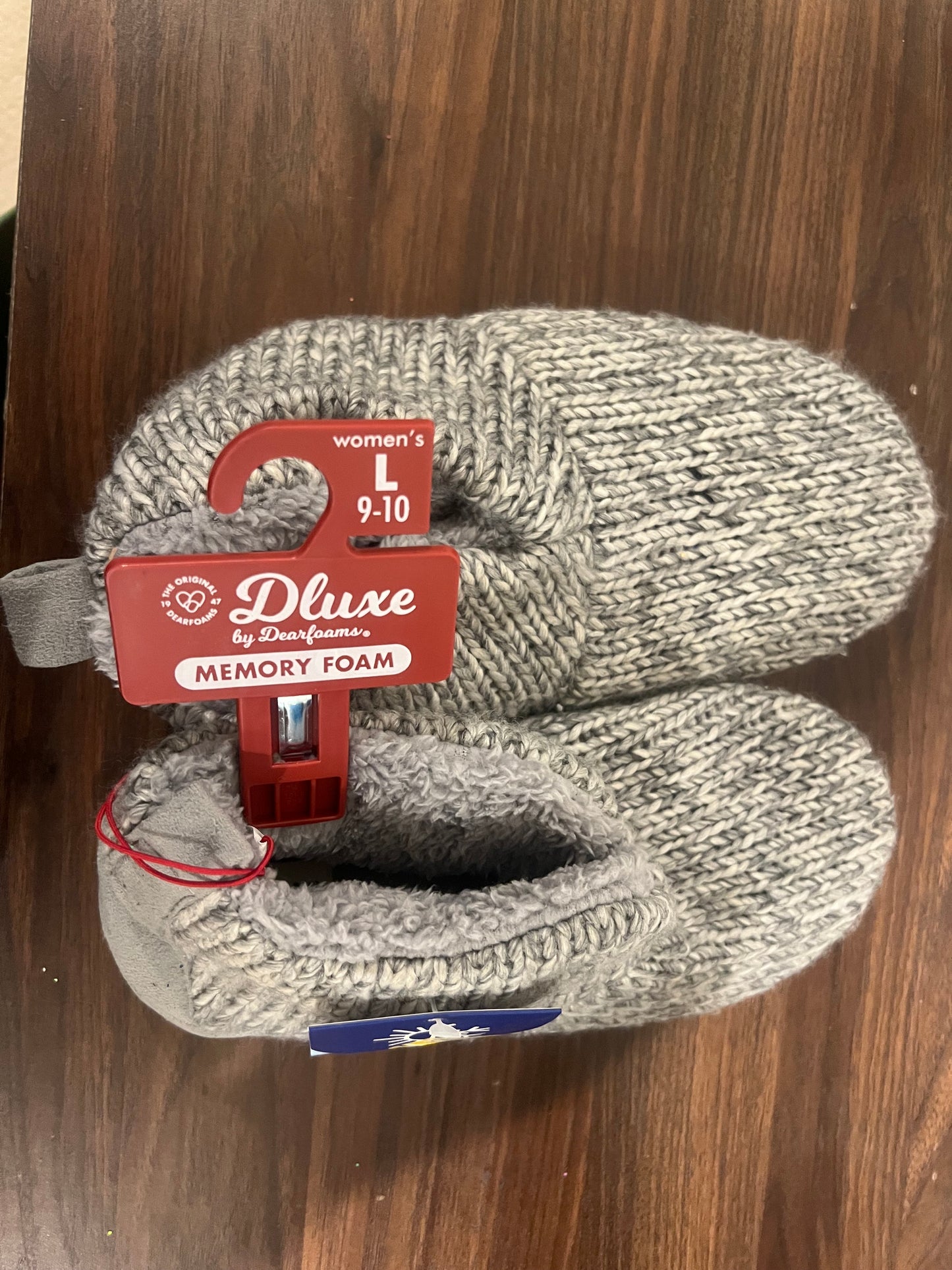 Dluxe by Dearfoams Super Comfort Women's Gray Knit Bootie Slippers