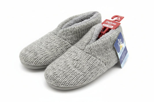 Dluxe by Dearfoams Super Comfort Women's Gray Knit Bootie Slippers