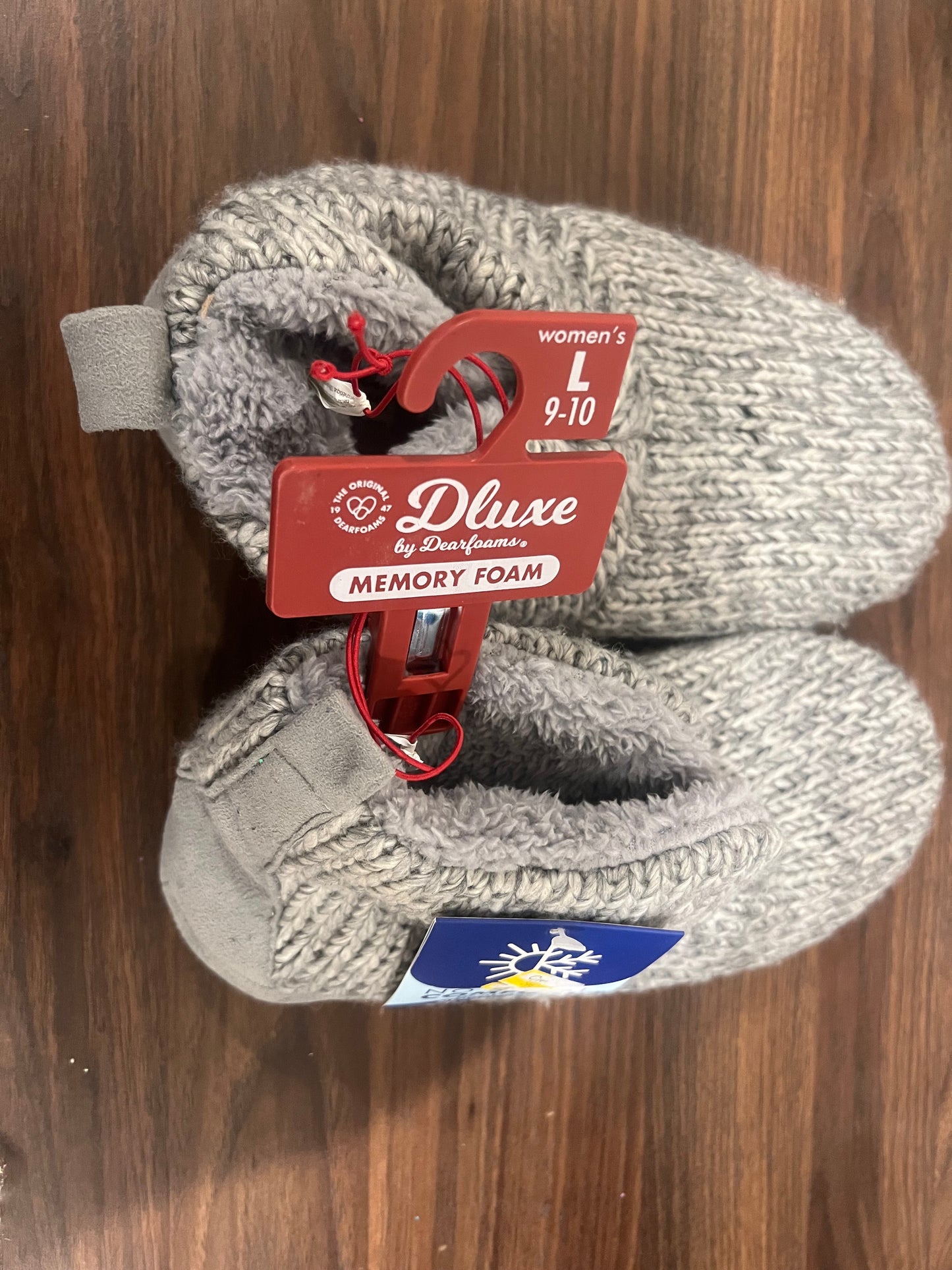 Dluxe by Dearfoams Super Comfort Women's Gray Knit Bootie Slippers