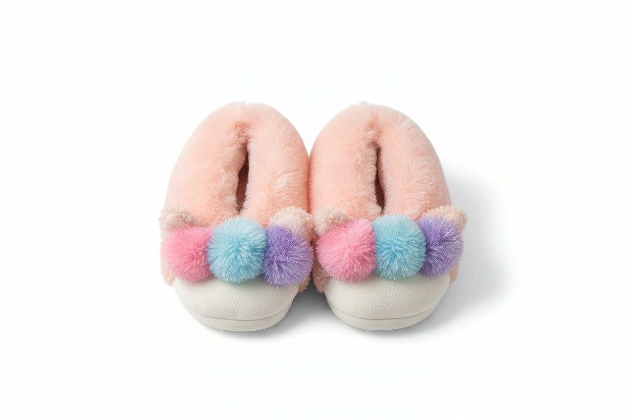 Cat & And Jack Toddler Girls Size M (7-8) Pink Fuzzy Cozy Slippers