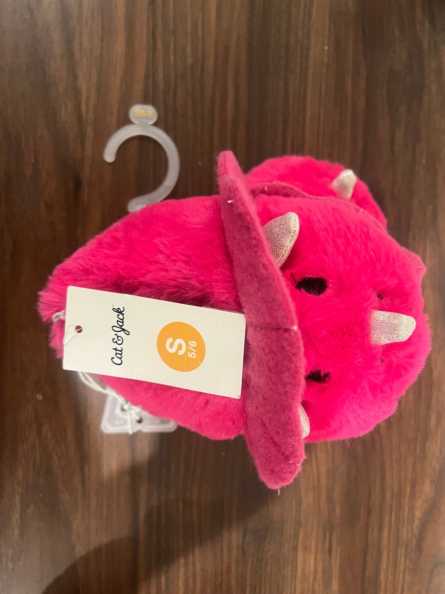 Cat & And Jack Toddler Girls Size S (5-6) Fuchsia Fuzzy Cozy Slippers