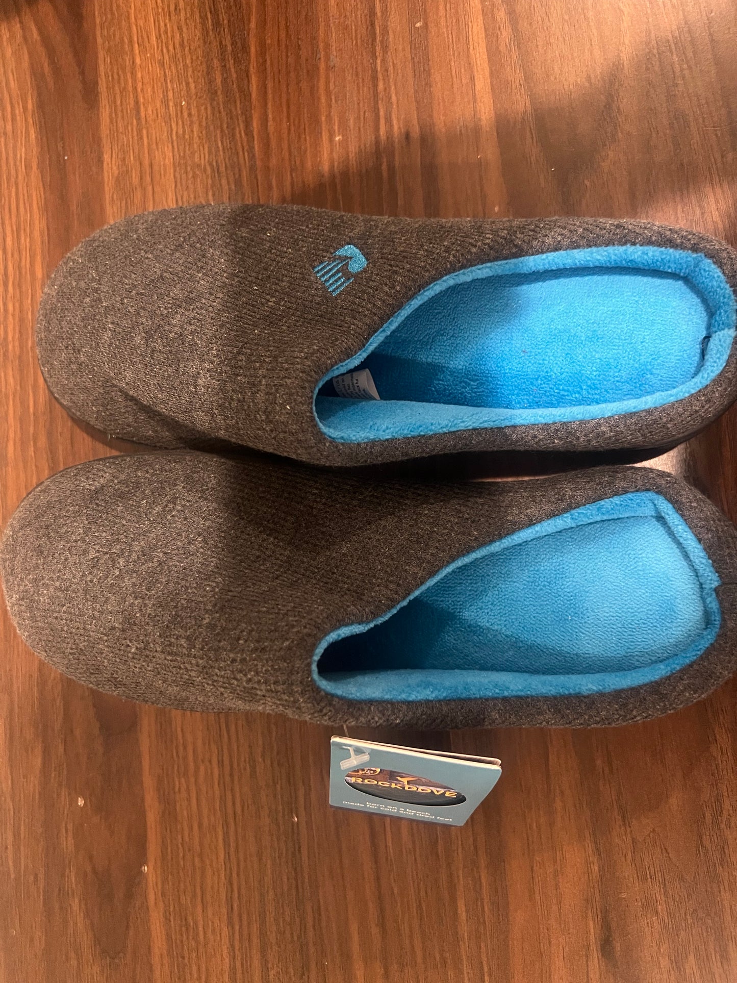 RockDove Men's Original Two-Tone Memory Foam Slipper Dark Gray/Blue sz 9-10(L)