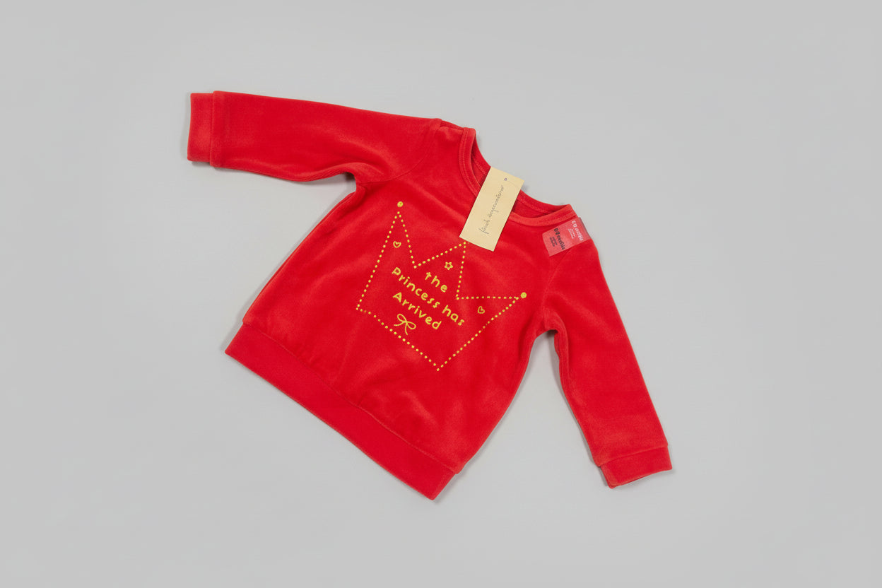 First Impressions Long Sleeve Red Infant / Toddler Girls "The princess has arrived" Sweater