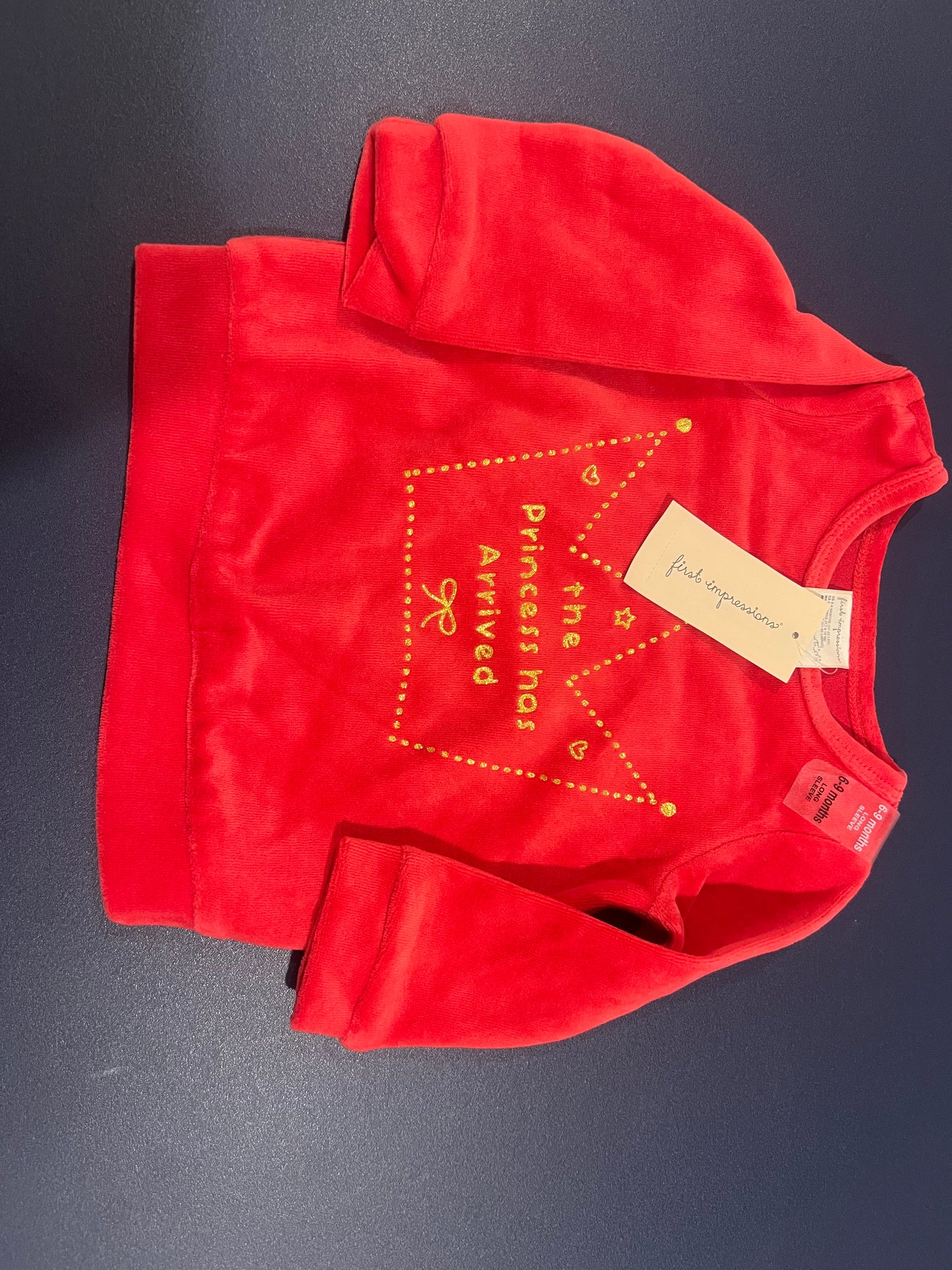 First Impressions Long Sleeve Red Infant / Toddler Girls "The princess has arrived" Sweater