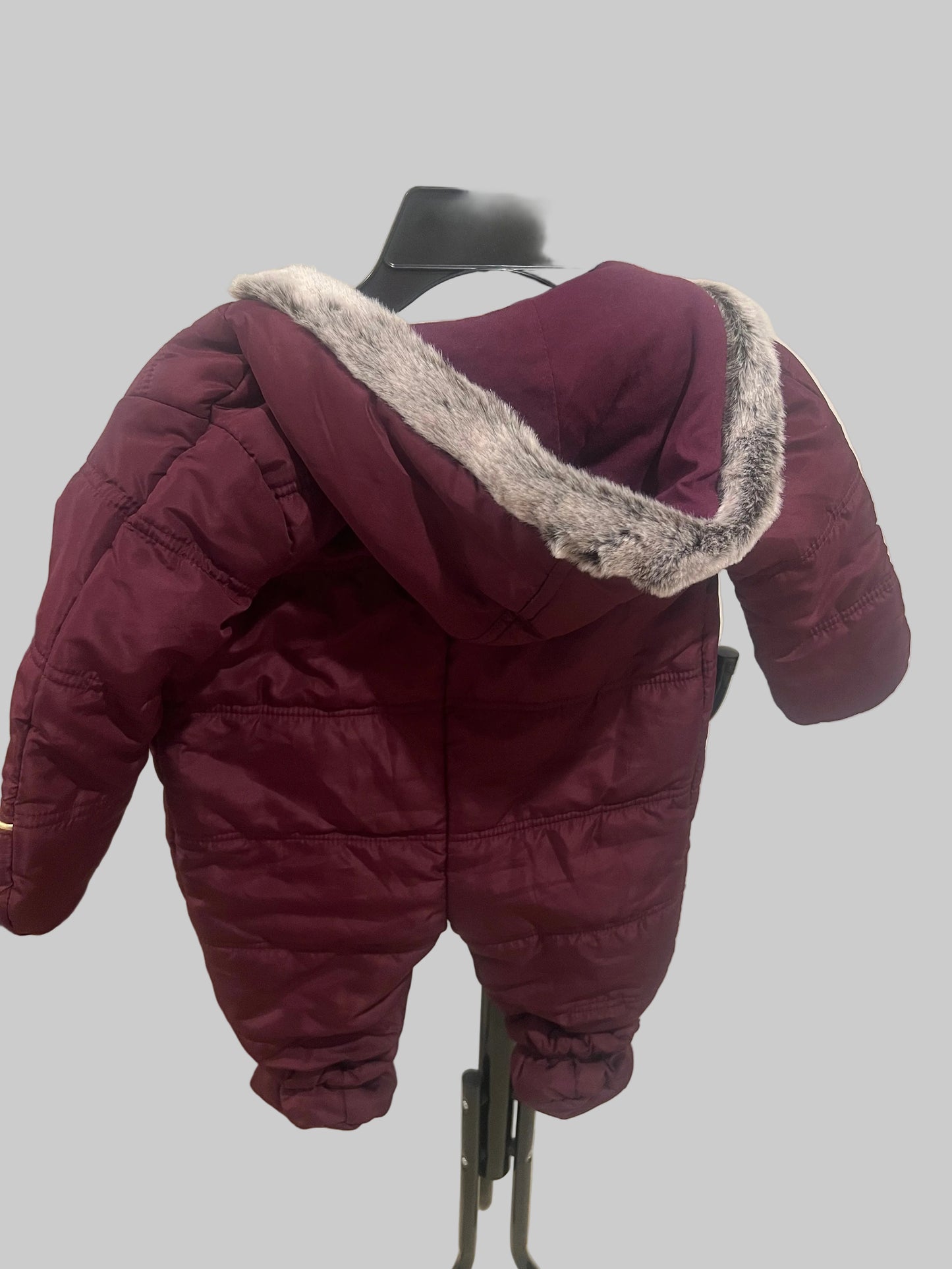 First Impressions Baby Girls' Faux -Fur Bow Snowsuit in Plum/Burgundy - 6-9 Months