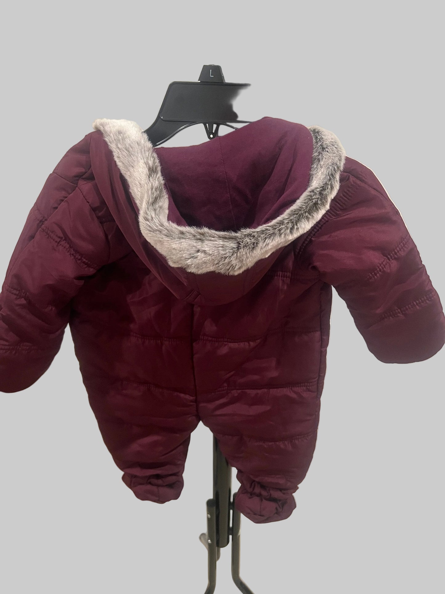 First Impressions Baby Girls' Faux -Fur Bow Snowsuit in Plum/Burgundy - 6-9 Months