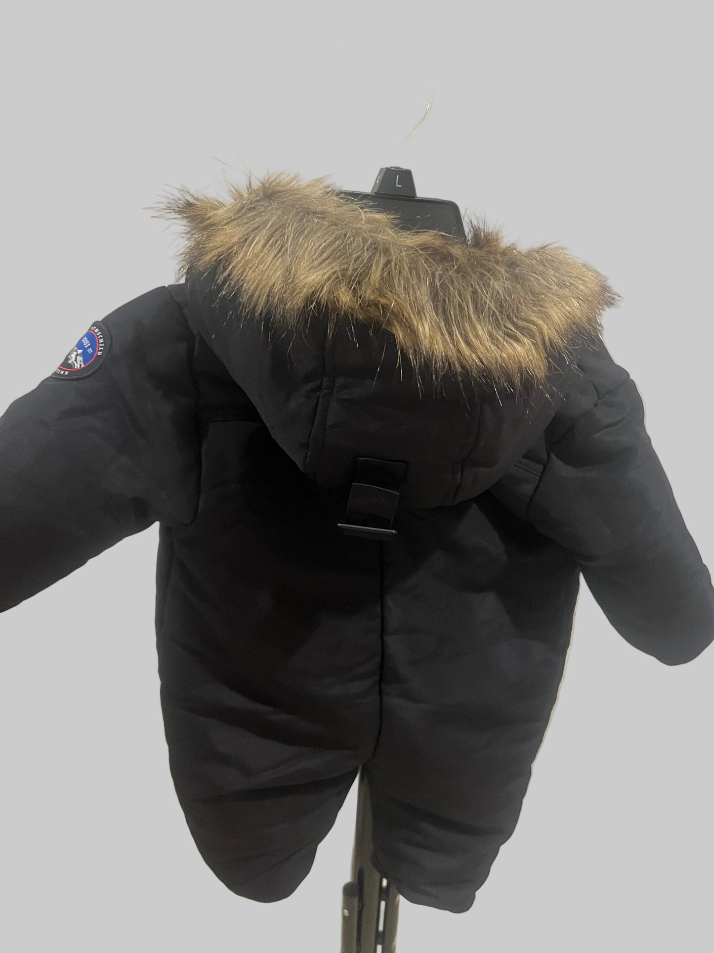 Rothschild 1 Piece Snowsuit Hooded Covered Hand and Feet Black- 6-9 Months