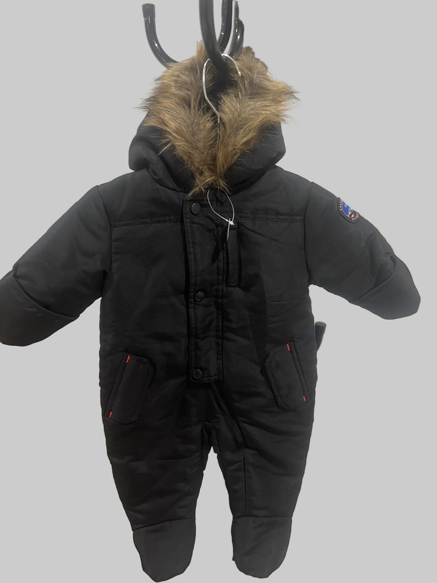 Rothschild 1 Piece Snowsuit Hooded Covered Hand and Feet Black- 6-9 Months