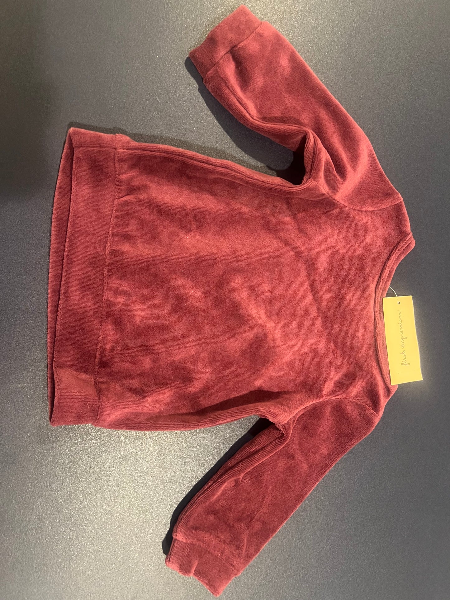 First Impressions Long Sleeve Infant Girls Velour Sweater with Silver Bear - 3-6 months