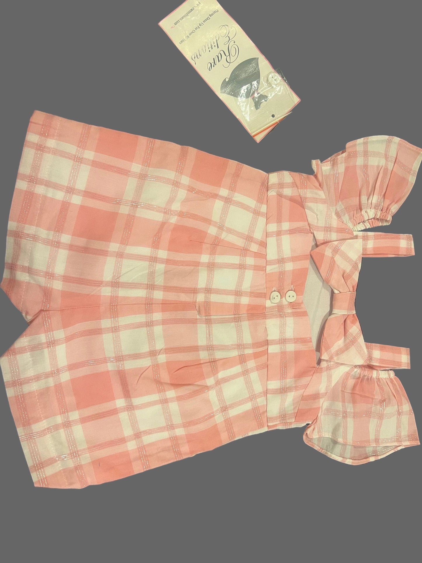 Rare Editions Pink and White Plaid off the Shoulder Baby Girls' Romper