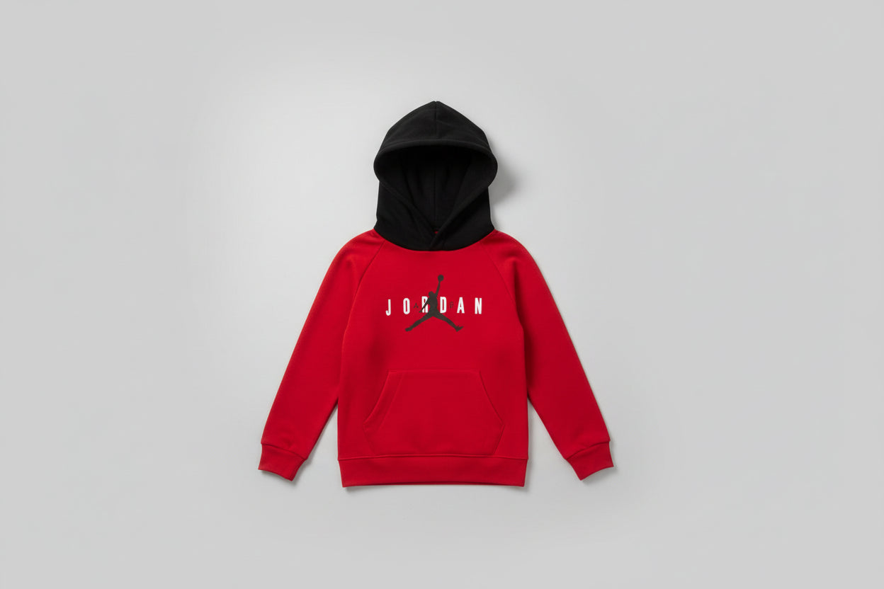 Jordan Little Boys Red and Black Jumpman Logo Fleece Pullover Hoodie- 4T