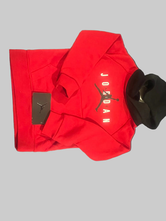 Jordan Little Boys Red and Black Jumpman Logo Fleece Pullover Hoodie- 4T