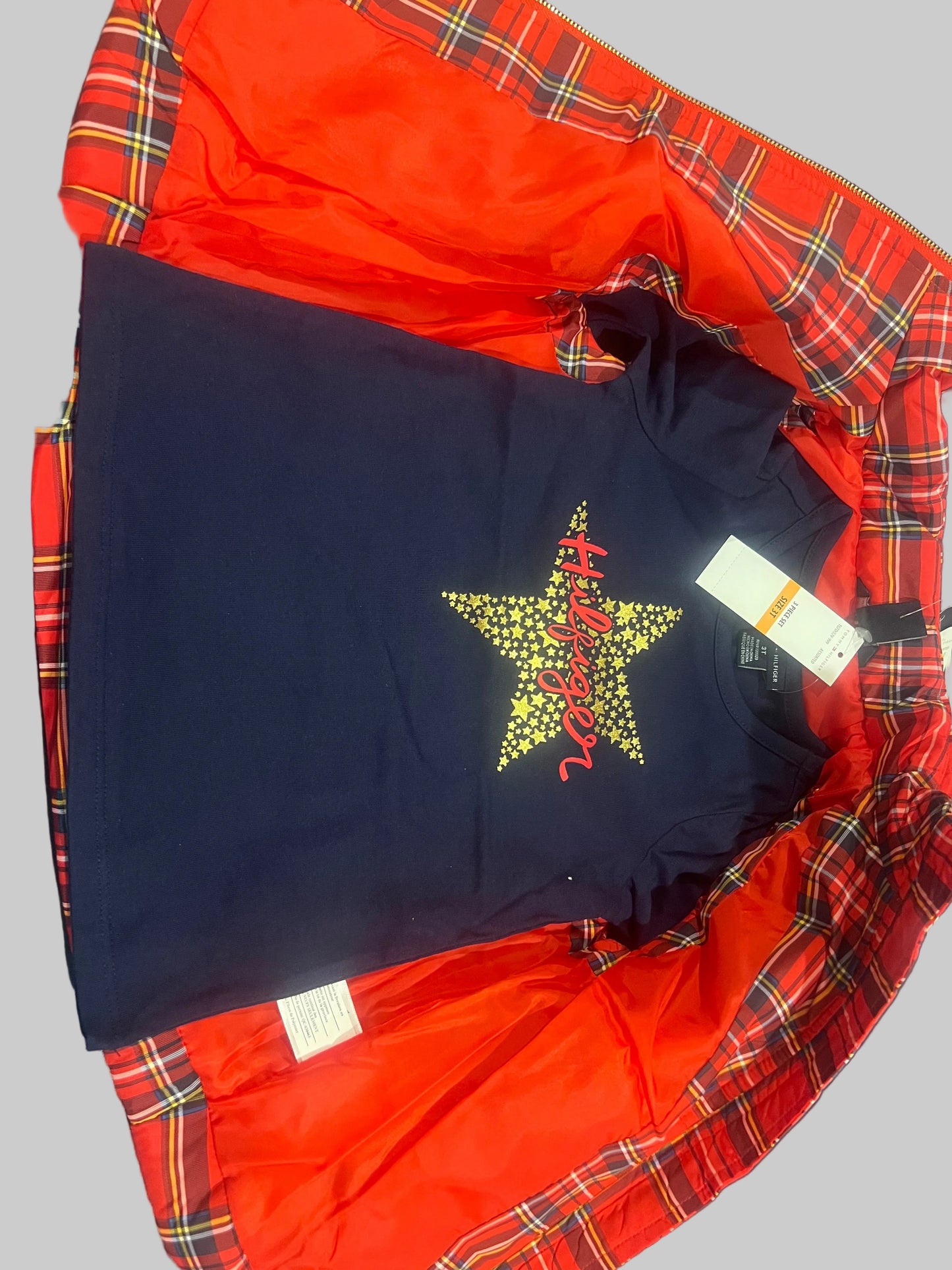 Tommy Hilfiger Toddler Girl’s Gold Star Long Sleeve Tee, Leggings and Puffer vest Set