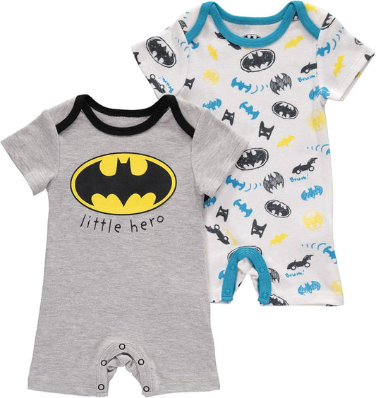 DC Comics Batman Newborn Infant Baby Boys' Romper Bodysuit 2 Pack - 0-3 months