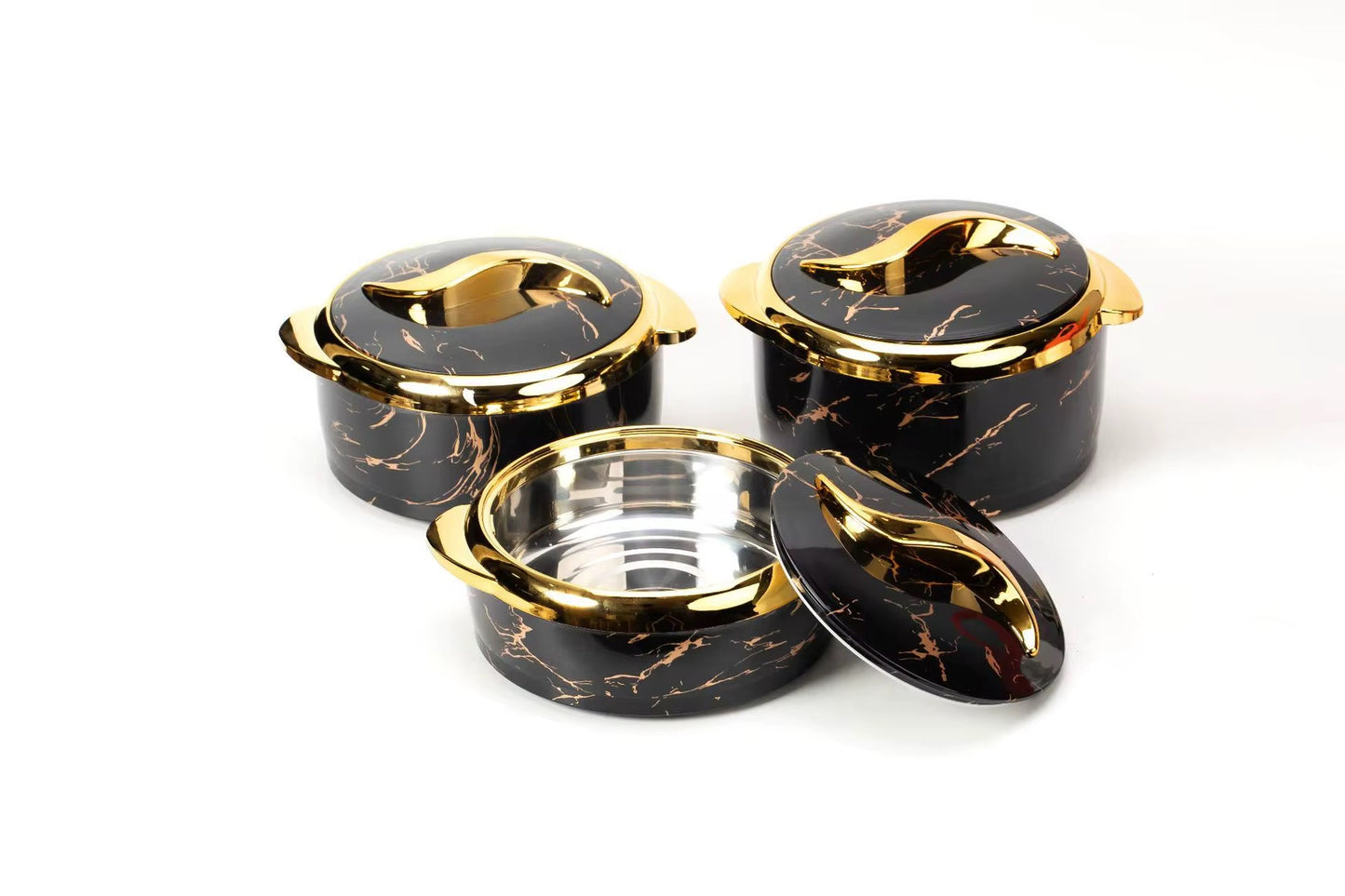 3Pcs Set Golden Touch Food Warmer Insulated Stainless-Steel Container - CHOOSE COLOR
