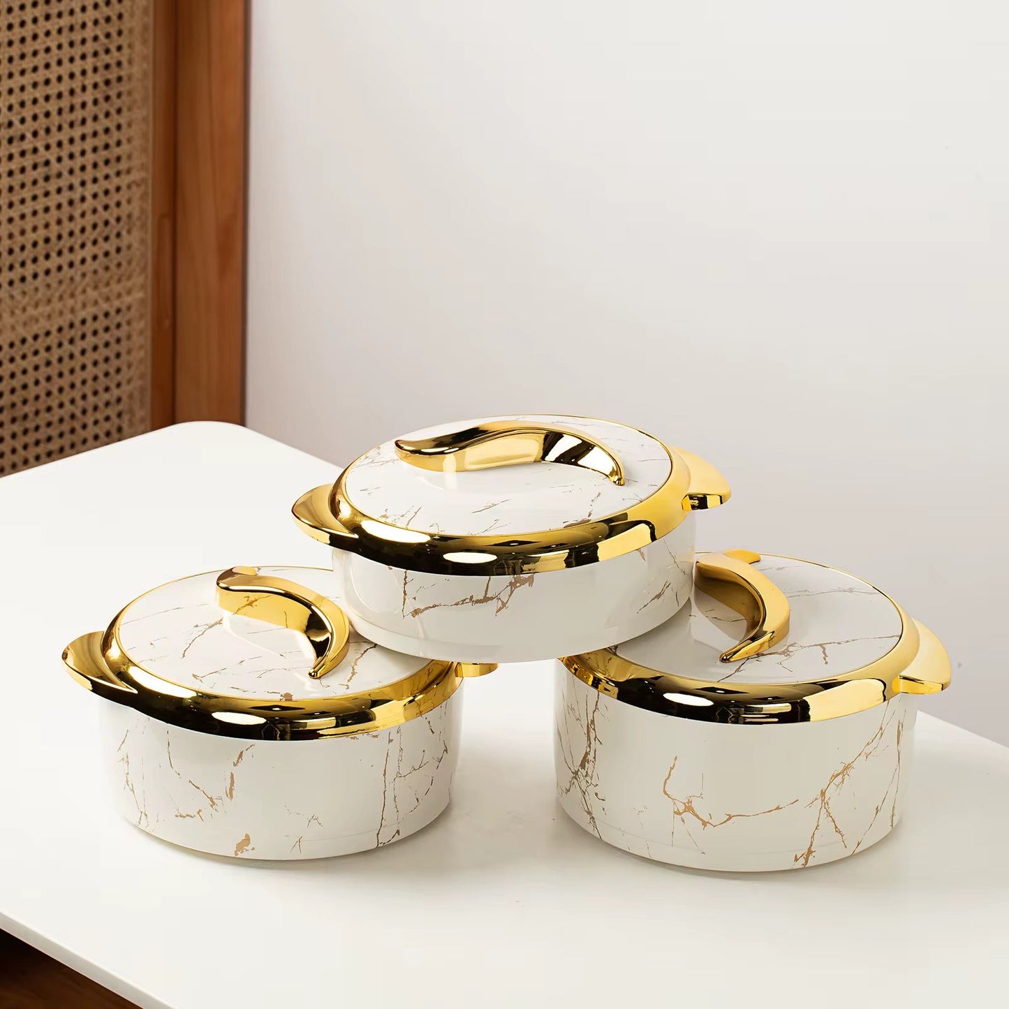 3Pcs Set Golden Touch Food Warmer Insulated Stainless-Steel Container - CHOOSE COLOR