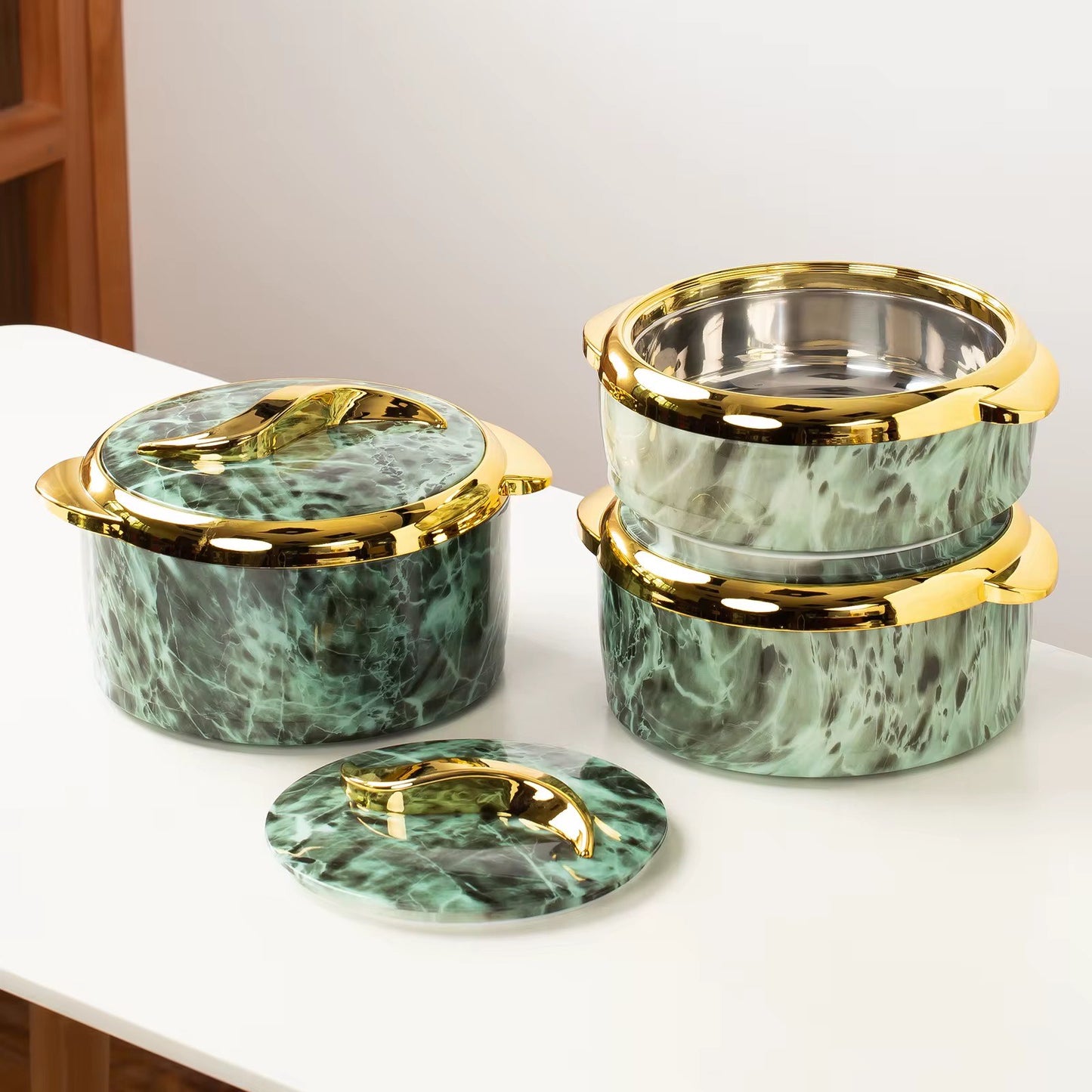 3Pcs Set Golden Touch Food Warmer Insulated Stainless-Steel Container - CHOOSE COLOR