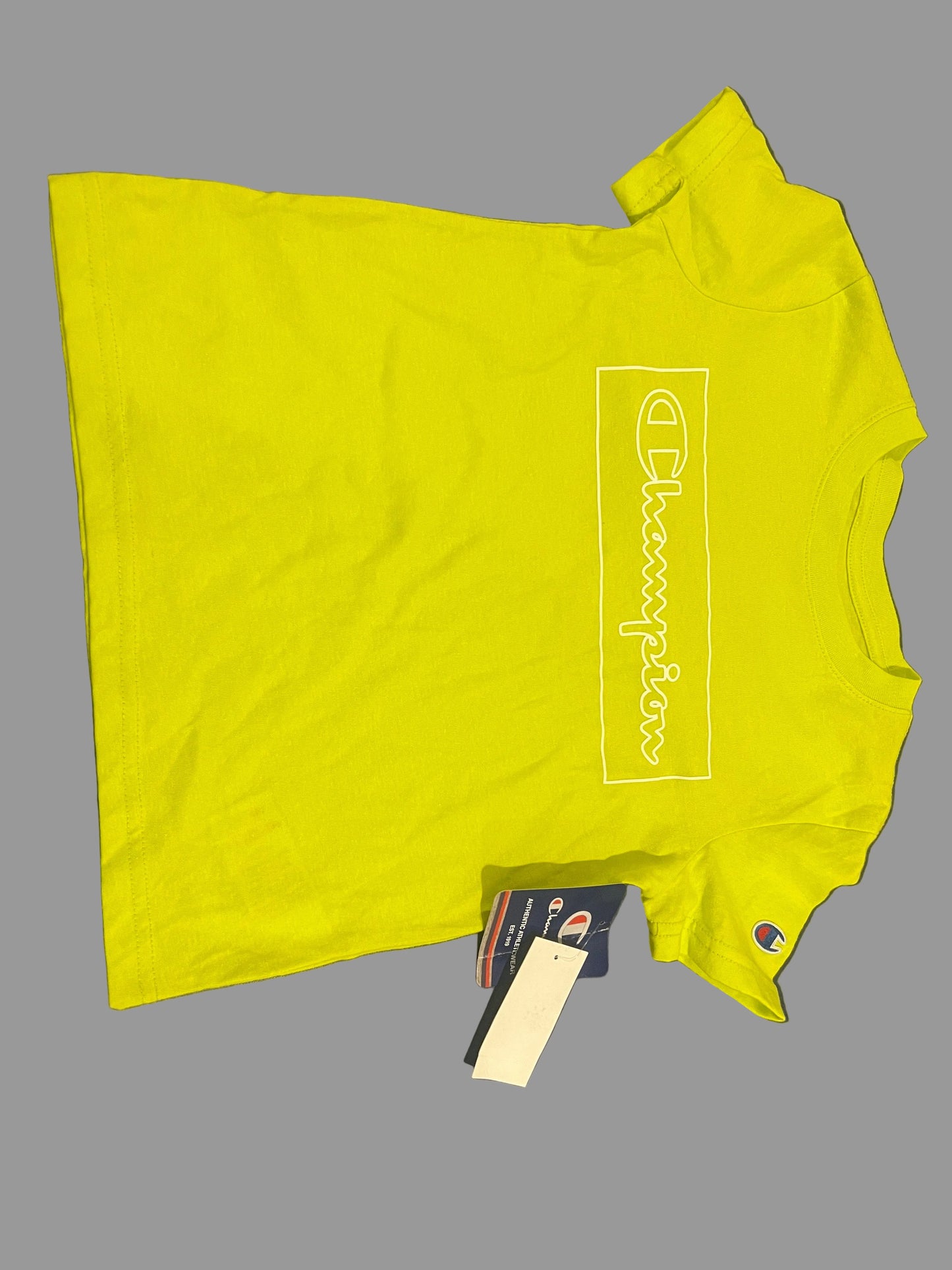 Champion Boys Logo-Print Lime Green Casual Active Wear T-shirt
