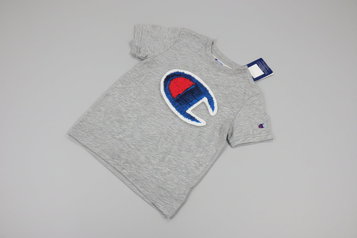 Champion Boys Logo-Print Casual Active Wear T-shirt Oxford Gray