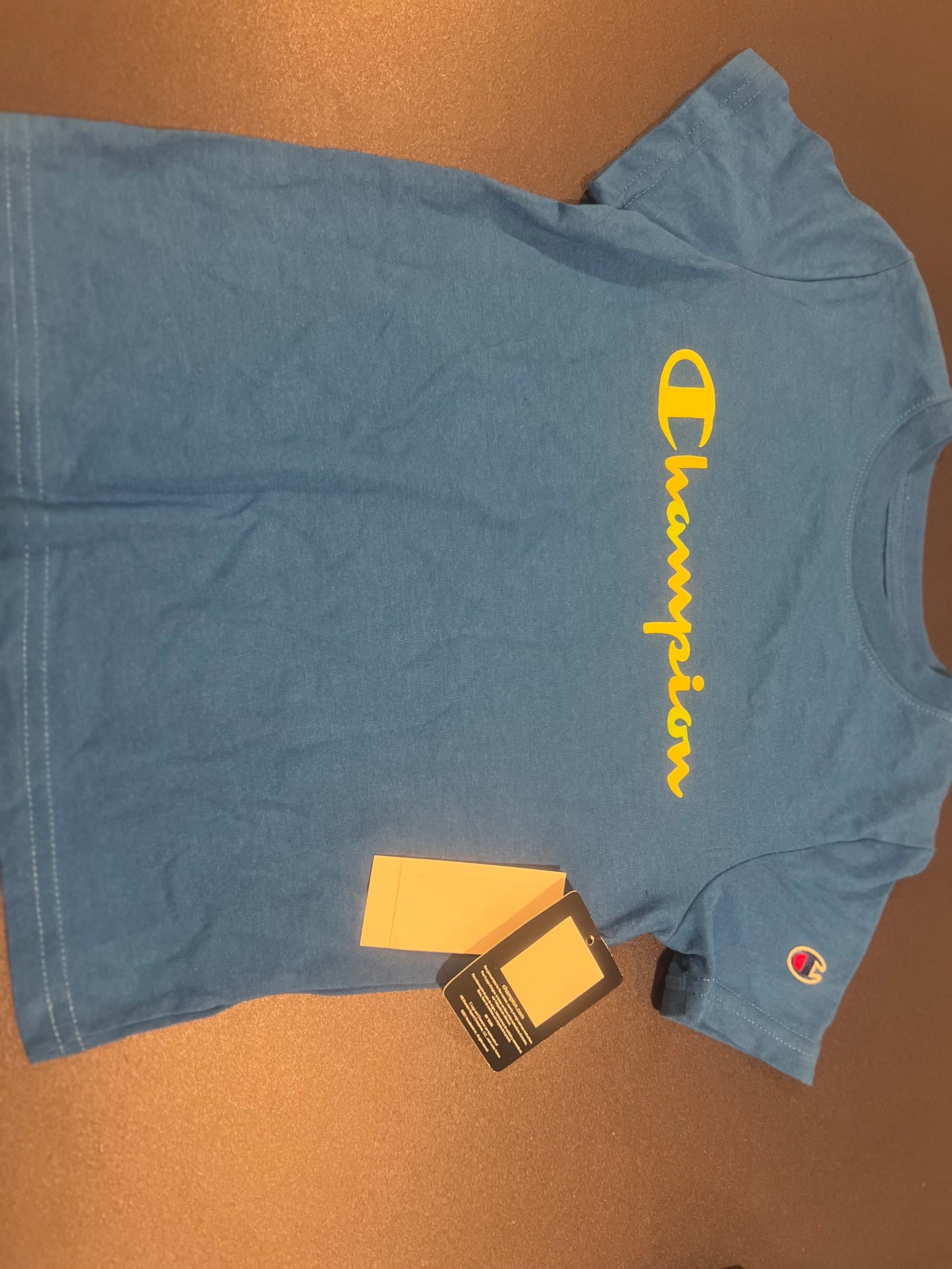 Champion Boys Logo-Print Casual Blue Active Wear T-shirt
