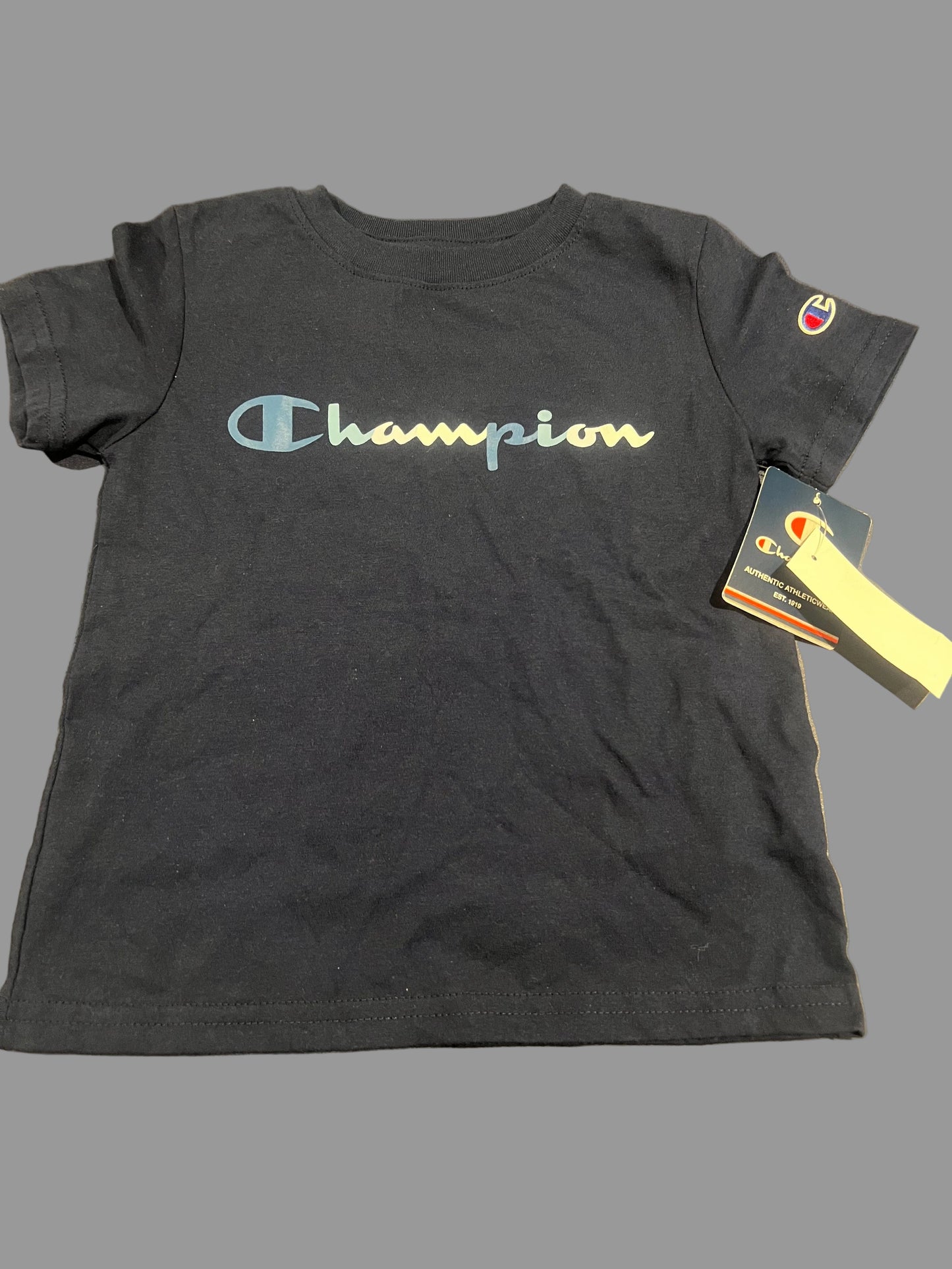 Champion Boys Logo-Print Casual Active Wear T-shirt Navy