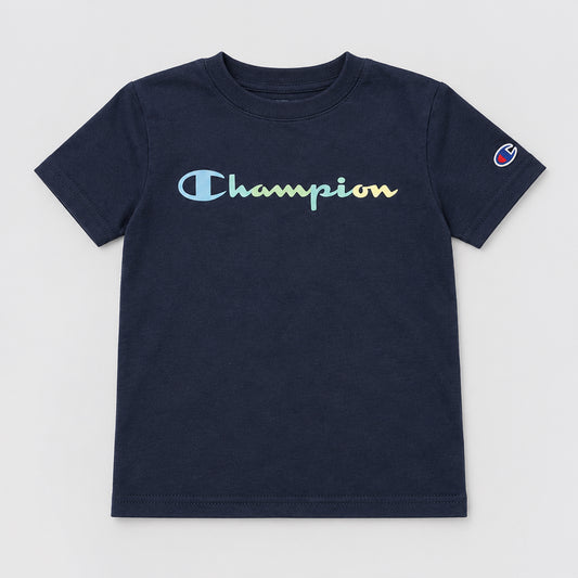 Champion Boys Logo-Print Casual Active Wear T-shirt Navy