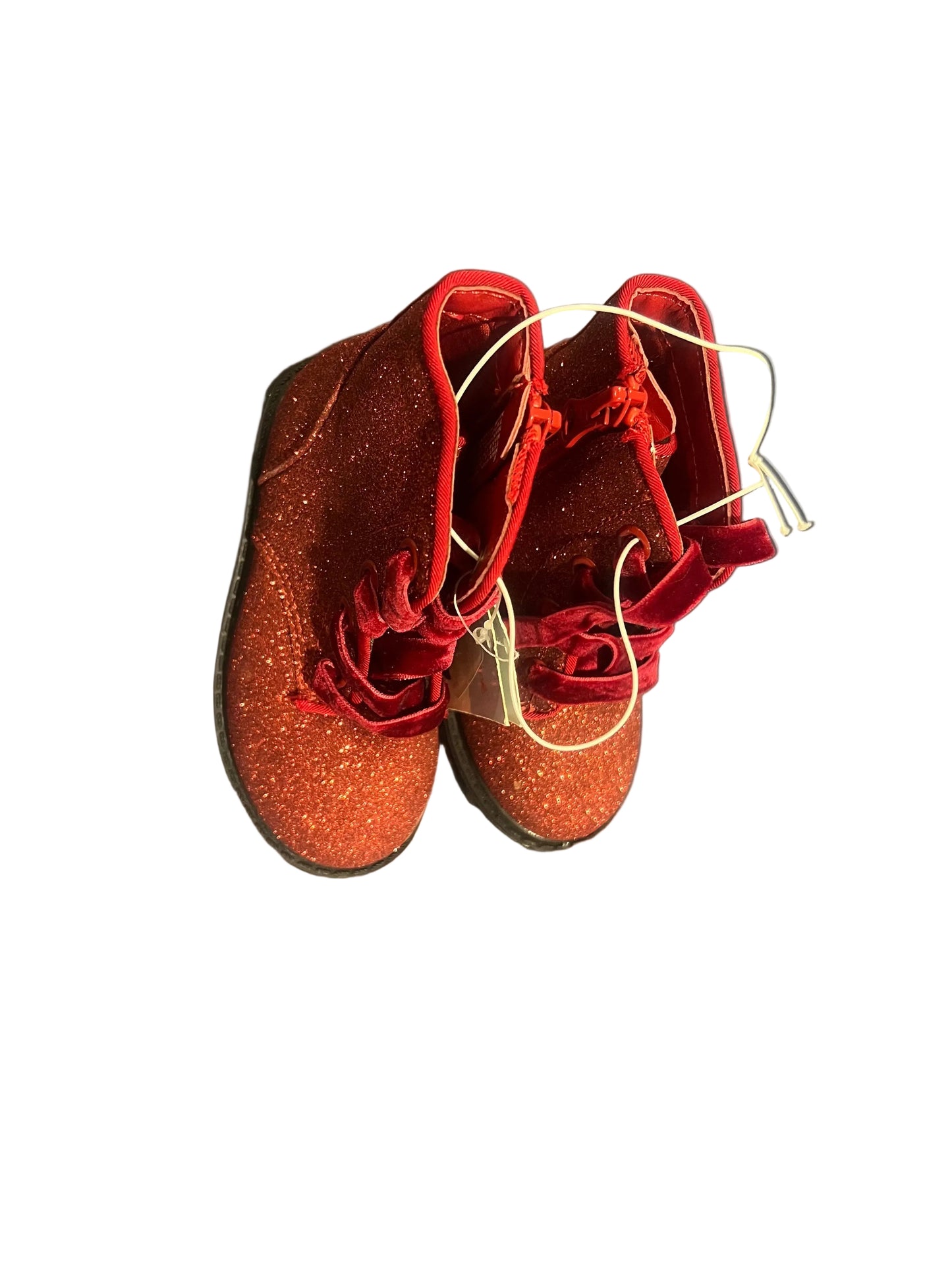 Cat & Jack Giovanna Toddler Girls' Lace-Up Side-Zipper Combat Boots Red  Glitter - Size 6