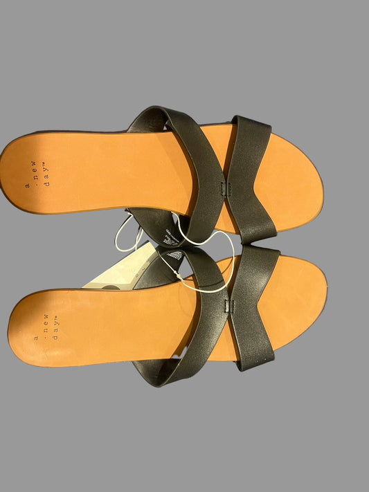 A new day women's Catie Black Double- Banded Slip -on Slide Sandals - Size 7.5, 11