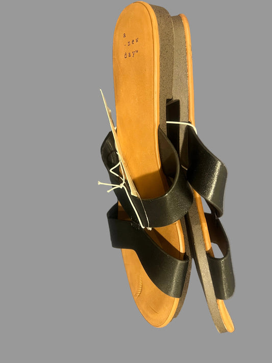 A new day women's Catie Black Double- Banded Slip -on Slide Sandals - Size 7.5, 11