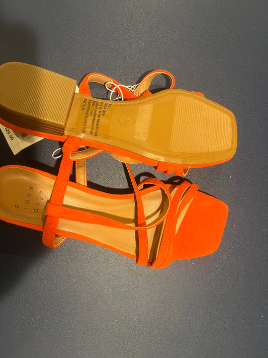 A New Day Women's Meadow Thin Strap Low Block Heel Sandals Coral Red Size 6.5