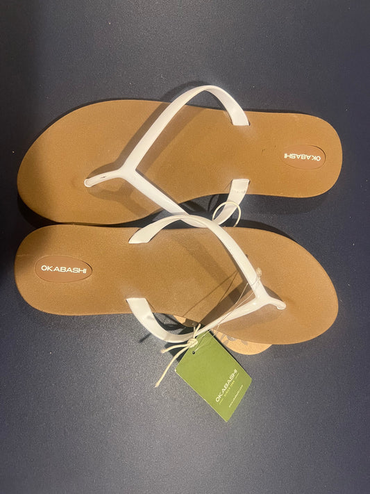 Okabashi Shoreline Slim Women's Flip Flops - Toffee & White | Size 10