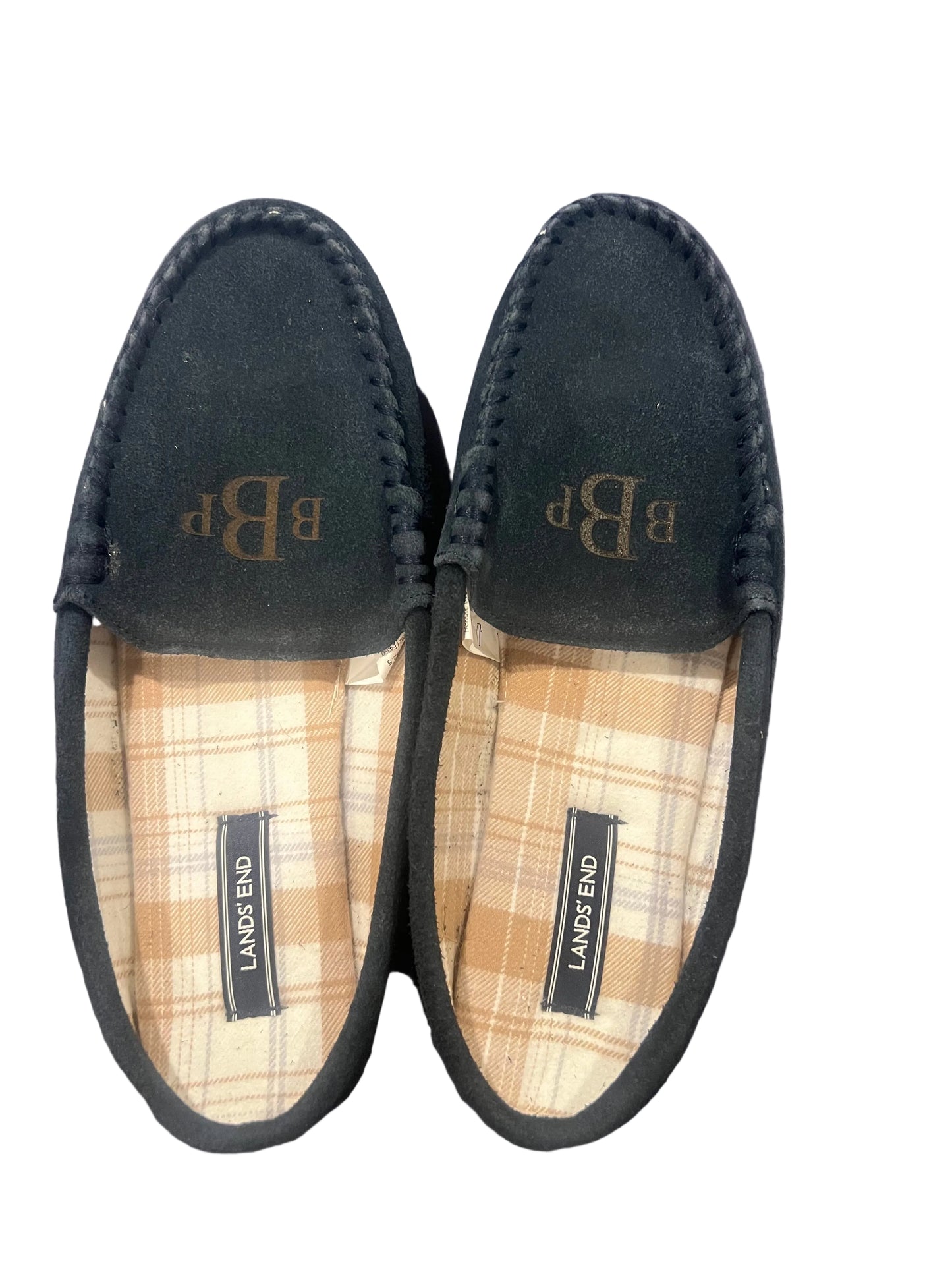 Lands End Womens Flannel Lined Suede Clog Slippers Classic Navy - Size 11M