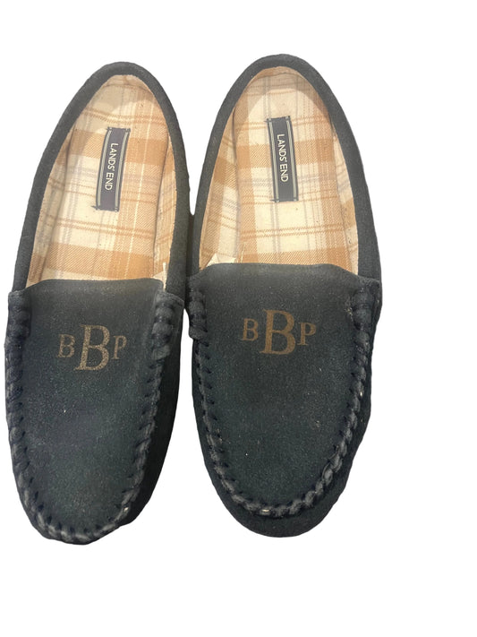 Lands End Womens Flannel Lined Suede Clog Slippers Classic Navy - Size 11M