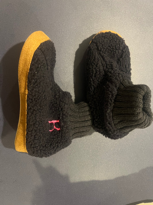 Land's End Radiant Navy Toddlers Sherpa Fleece Bootie Slipper with Letter B - Size 10