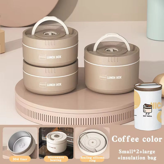 Portable Insulated Food Lunch Container Set with Thermal Lunch Box 3 Layers