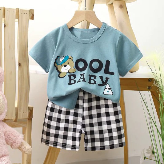 Toddler Boys Summer Casual Outfit Graphic Top + Shorts set - Sizes 36M