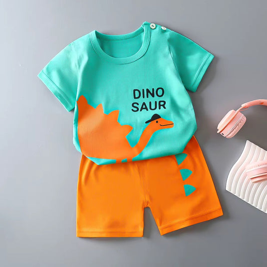 Toddler Boys Summer Casual Outfits Graphic Top and Shorts -Size 36M