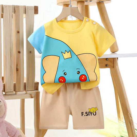 Toddler Boys Summer Casual Outfit Graphic Top + Short Set - Sizes 18M
