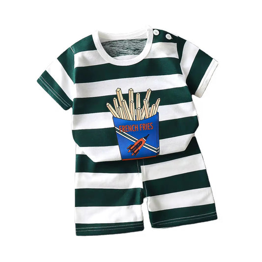 Toddlers' Summer Casual Outfit Graphic Top + Shorts set - Sizes 18M